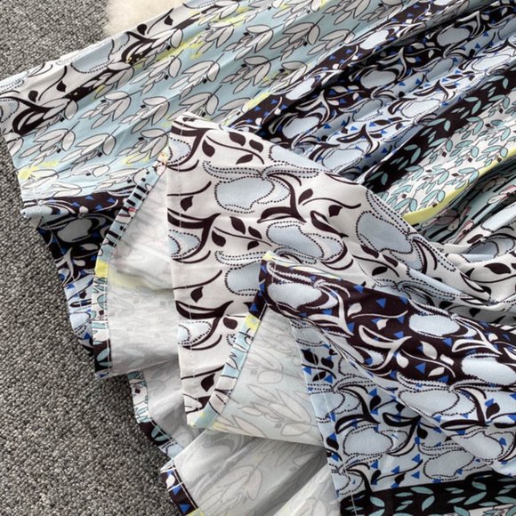 Elegant Breasted Print Tops And Midi Skirt Set - Picture 11 of 13